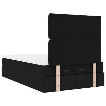 Struttura Letto Pouf con Materasso Nero 120x200 cm in Tessuto