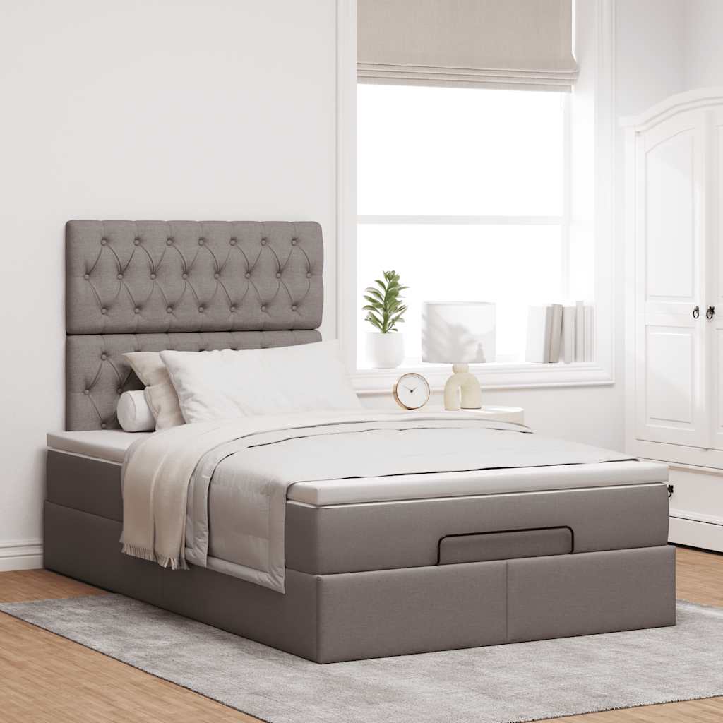 Struttura Letto Pouf con Materasso Tortora 120x200cm in Tessuto