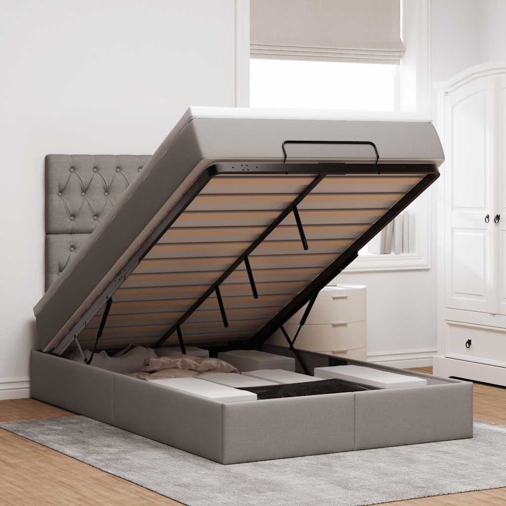 Struttura Letto Pouf con Materasso Tortora 120x200cm in Tessuto | homemem39