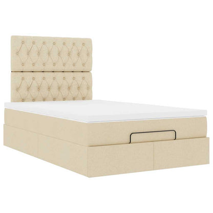 Struttura Letto Pouf con Materasso Crema 120x200 cm in Tessuto | homemem39