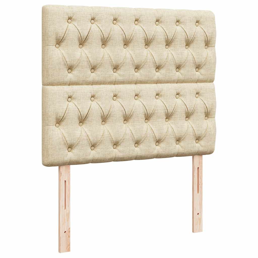 Struttura Letto Pouf con Materasso Crema 120x200 cm in Tessuto