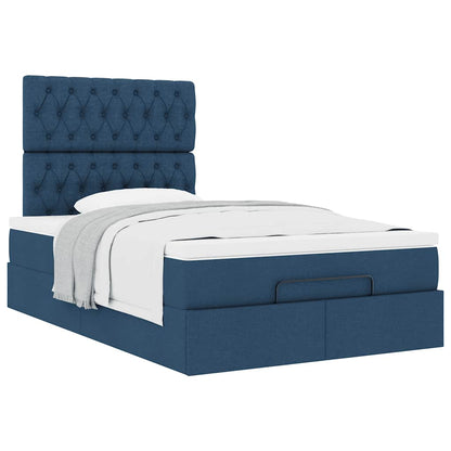 Struttura Letto Pouf con Materasso Blu 120x200 cm in Tessuto | homemem39