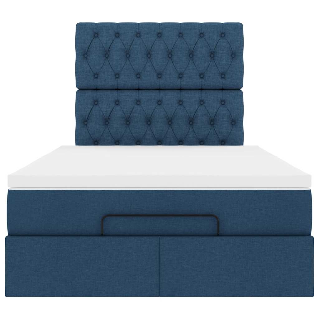 Struttura Letto Pouf con Materasso Blu 120x200 cm in Tessuto | homemem39