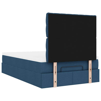 Struttura Letto Pouf con Materasso Blu 120x200 cm in Tessuto | homemem39