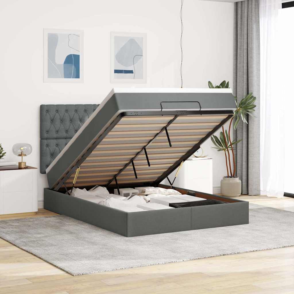 Struttura Letto Pouf con Materasso 140x190 cm in Tessuto | homemem39