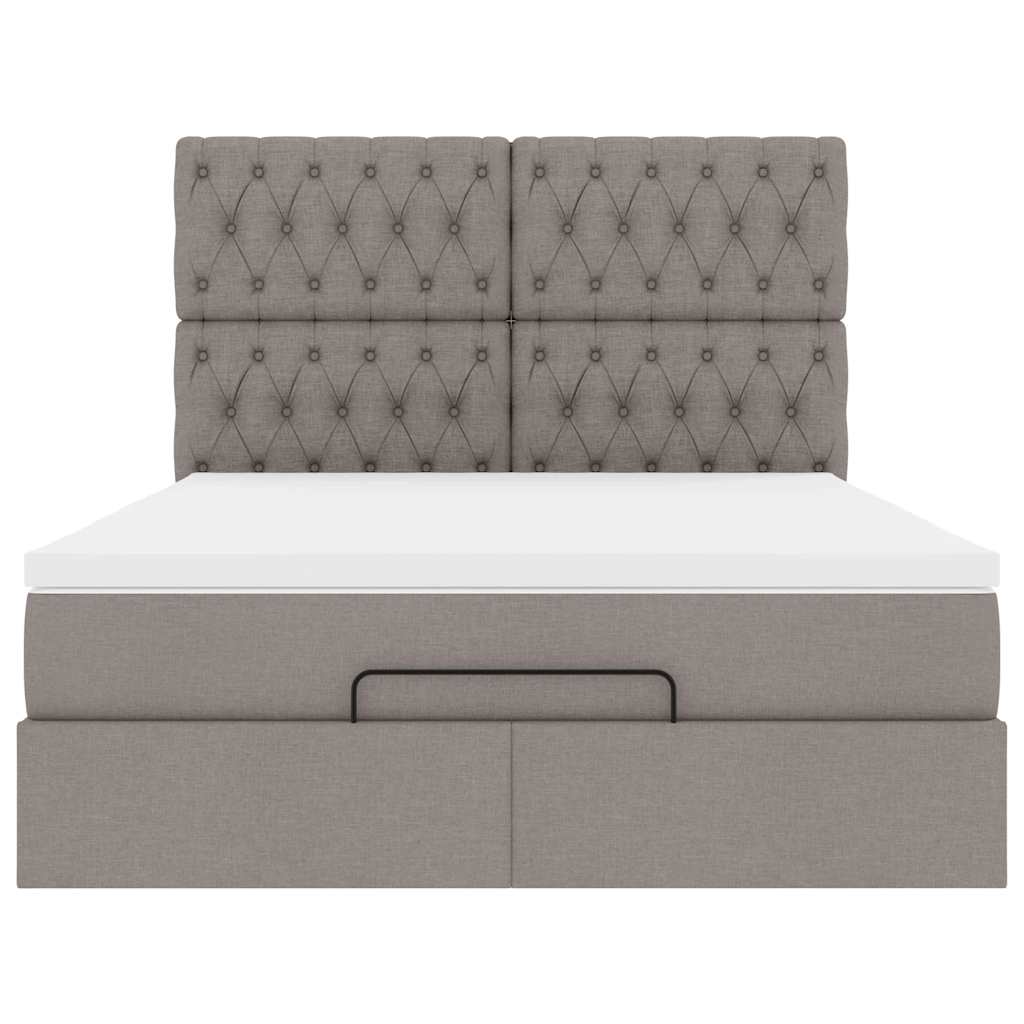 Struttura Letto Pouf con Materasso Tortora 140x190 cm Tessuto | homemem39