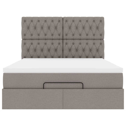 Struttura Letto Pouf con Materasso Tortora 140x190 cm Tessuto | homemem39