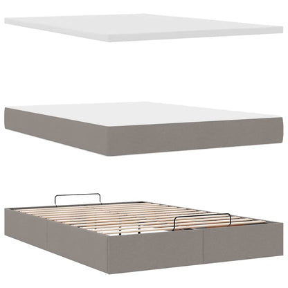 Struttura Letto Pouf con Materasso Tortora 140x190 cm Tessuto | homemem39