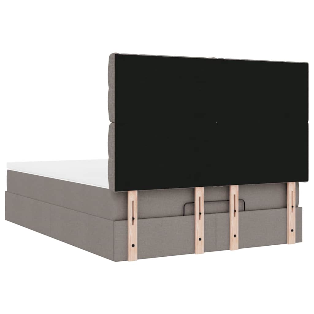 Struttura Letto Pouf con Materasso Tortora 140x190 cm Tessuto