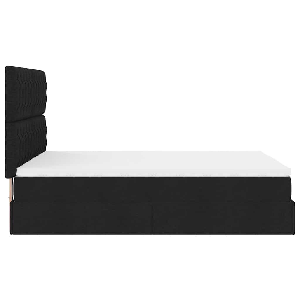 Struttura Letto Pouf con Materasso Nero 140x200 cm in Tessuto | homemem39