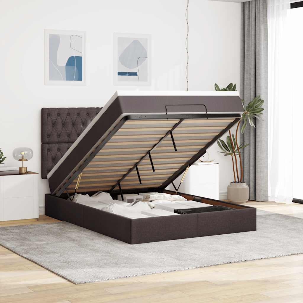 Struttura Letto Pouf con Materasso 140x200 cm in Tessuto