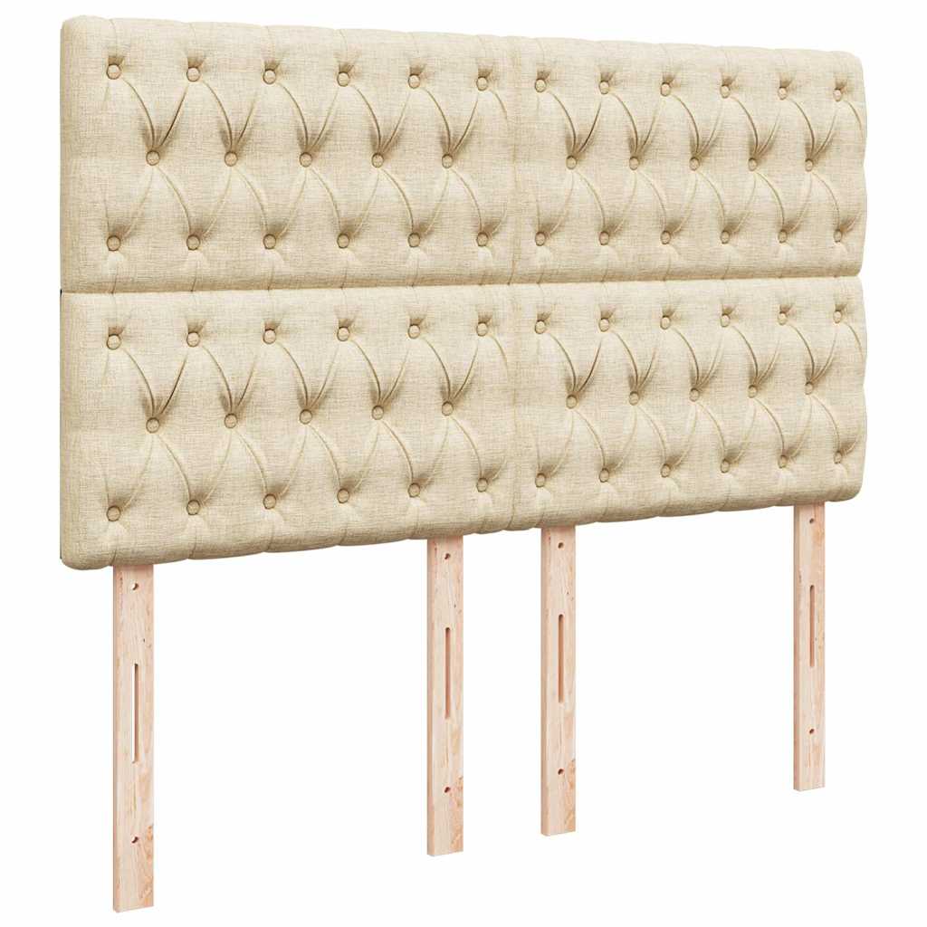 Struttura Letto Pouf con Materasso Crema 140x200 cm in Tessuto - homemem39