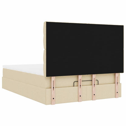 Struttura Letto Pouf con Materasso Crema 140x200 cm in Tessuto - homemem39