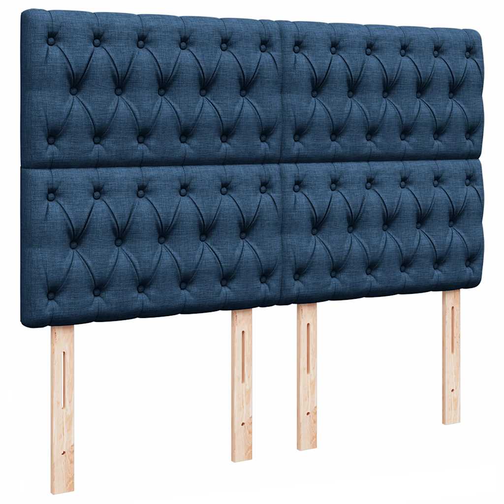 Struttura Letto Pouf con Materasso Blu 140x200cm in Tessuto