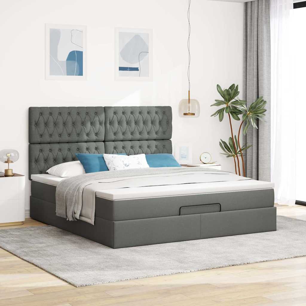 Struttura Letto Pouf con Materasso 160x200 cm in Tessuto