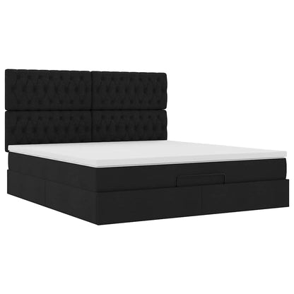 Struttura Letto Pouf con Materasso Nero 160x200 cm in Tessuto | homemem39