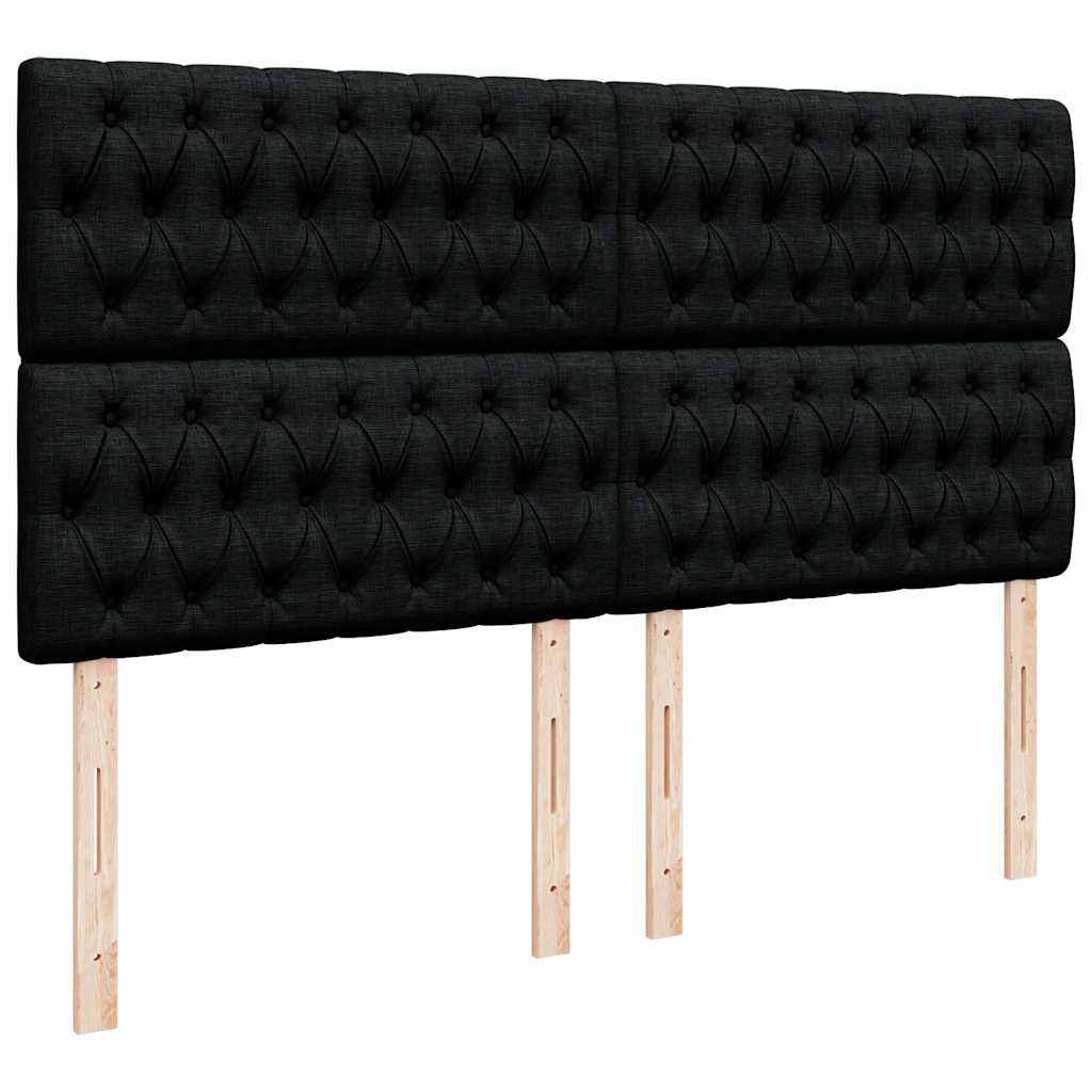 Struttura Letto Pouf con Materasso Nero 160x200 cm in Tessuto | homemem39