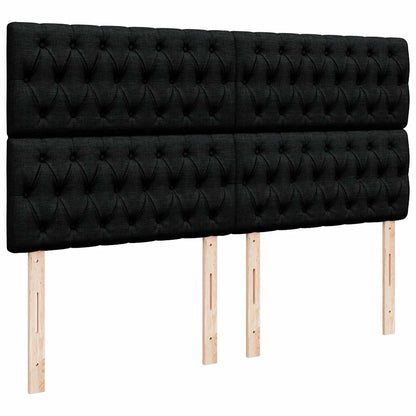 Struttura Letto Pouf con Materasso Nero 160x200 cm in Tessuto | homemem39