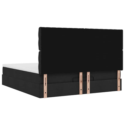 Struttura Letto Pouf con Materasso Nero 160x200 cm in Tessuto | homemem39