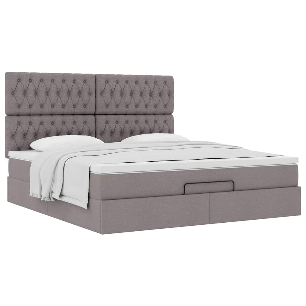 Struttura Letto Pouf con Materasso Tortora 160x200cm in Tessuto | homemem39