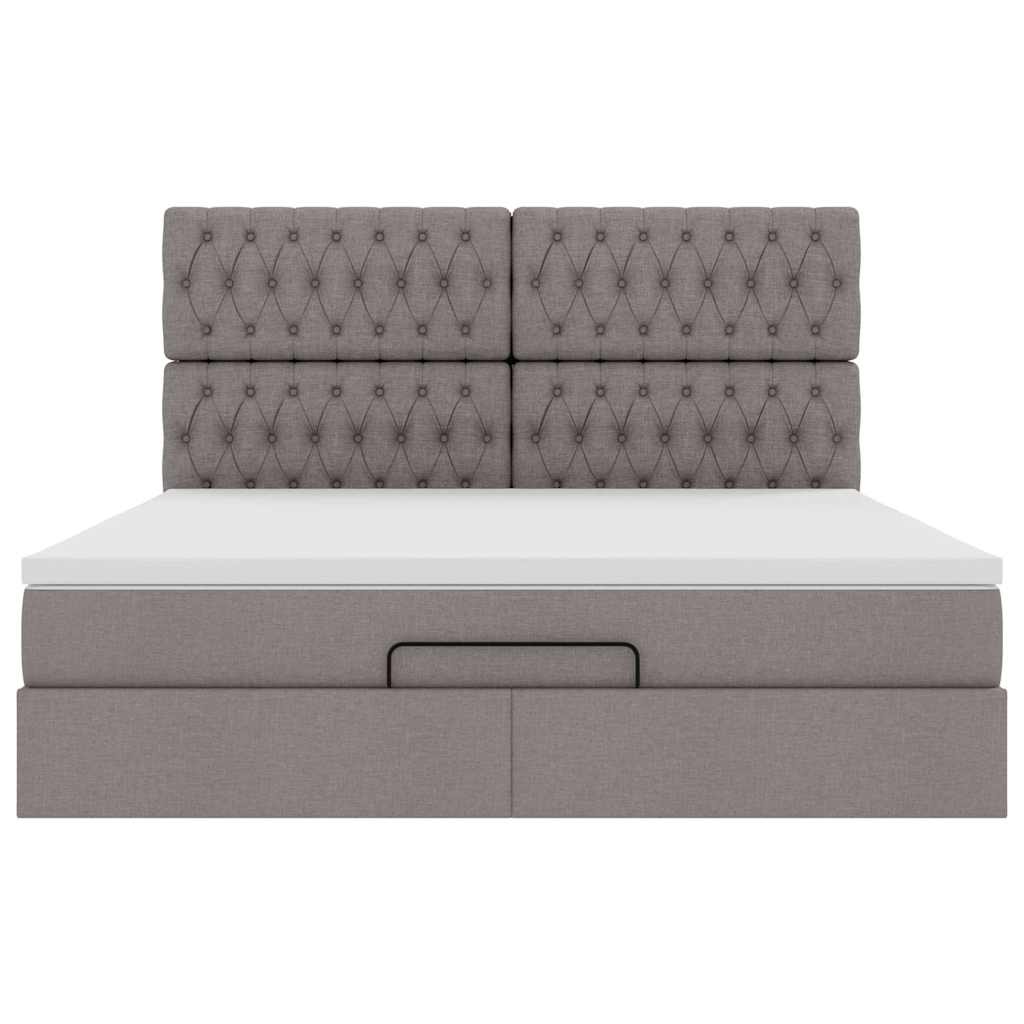 Struttura Letto Pouf con Materasso Tortora 160x200cm in Tessuto | homemem39