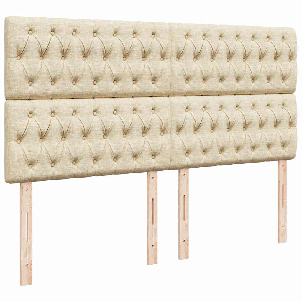 Struttura Letto Pouf con Materasso Crema 160x200 cm in Tessuto | homemem39