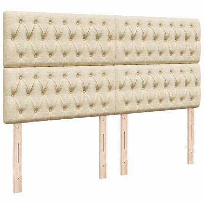 Struttura Letto Pouf con Materasso Crema 160x200 cm in Tessuto | homemem39