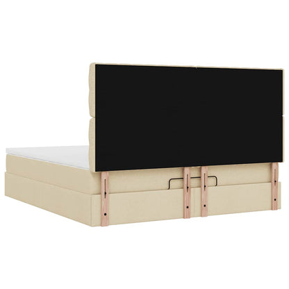 Struttura Letto Pouf con Materasso Crema 160x200 cm in Tessuto | homemem39
