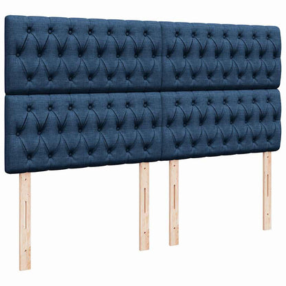 Struttura Letto Pouf con Materasso Blu 160x200 cm in Tessuto | homemem39