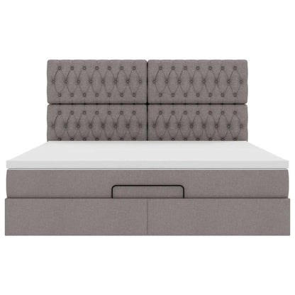 Struttura Letto Pouf con Materasso Tortora 180x200cm in Tessuto