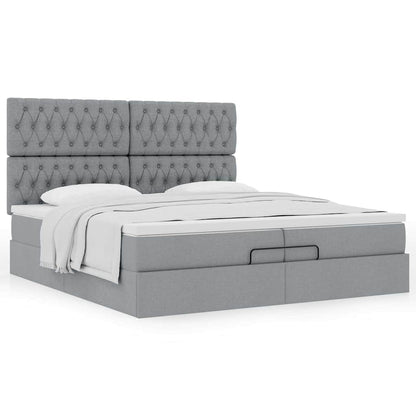 Struttura Letto Pouf con Materassi 200x200 cm in Tessuto | homemem39