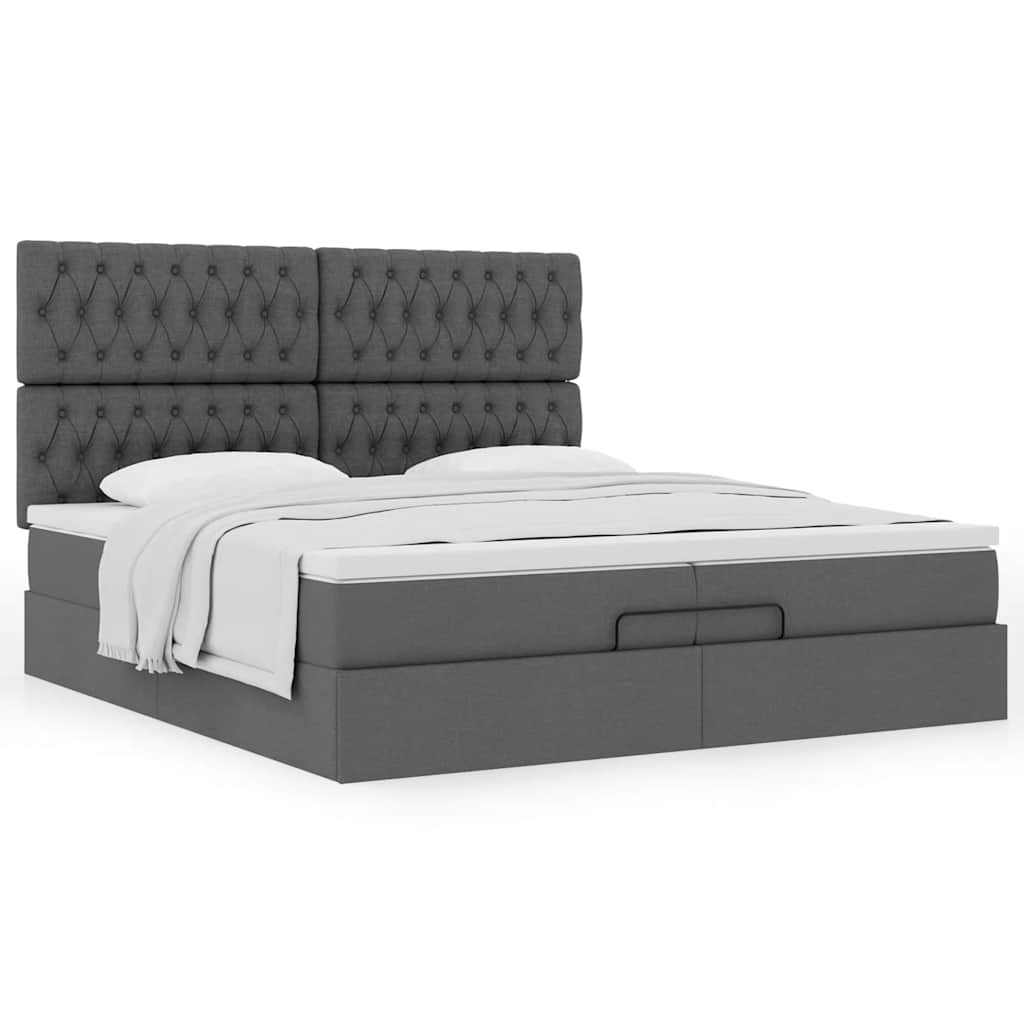 Struttura Letto Pouf con Materassi 200x200 cm in Tessuto | homemem39