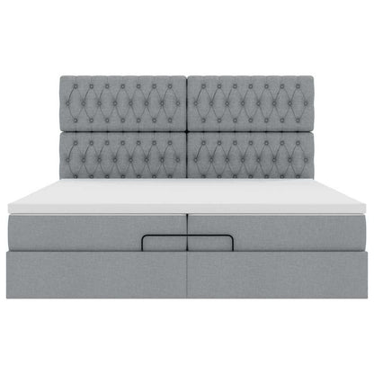 Struttura Letto Pouf con Materassi 200x200 cm in Tessuto | homemem39