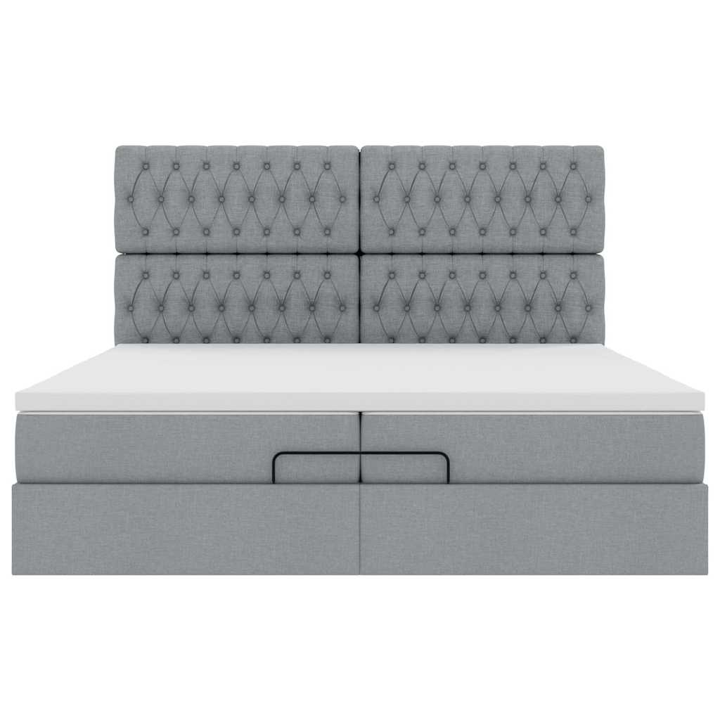 Struttura Letto Pouf con Materassi 200x200 cm in Tessuto
