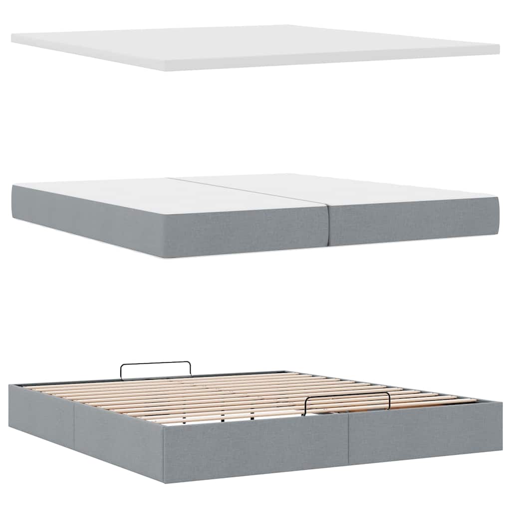 Struttura Letto Pouf con Materassi 200x200 cm in Tessuto | homemem39