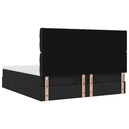 Struttura Letto Pouf con Materassi Nero 200x200 cm in Tessuto