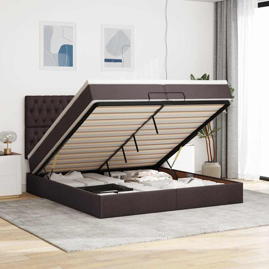 Struttura Letto Pouf con Materassi 200x200 cm in Tessuto | homemem39