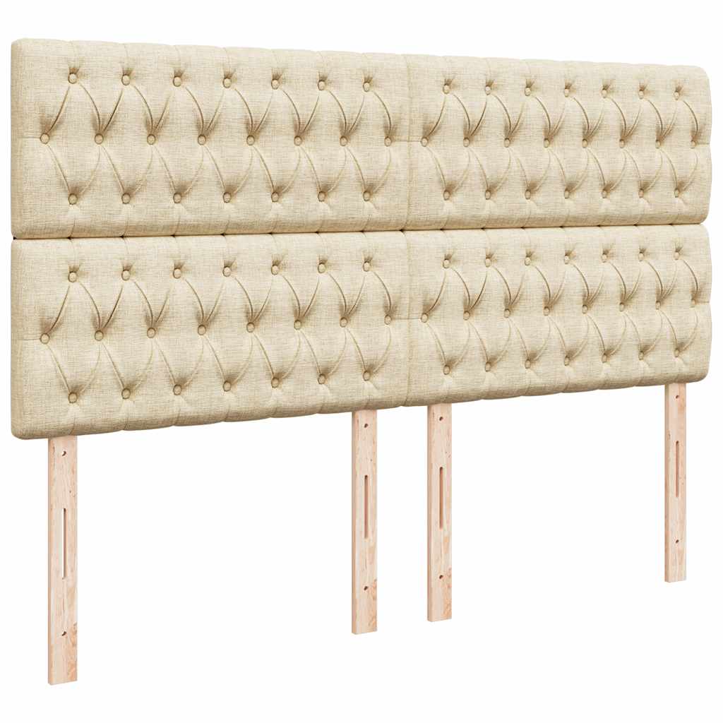 Struttura Letto Pouf con Materassi Crema 200x200 cm in Tessuto | homemem39