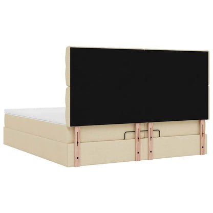 Struttura Letto Pouf con Materassi Crema 200x200 cm in Tessuto | homemem39