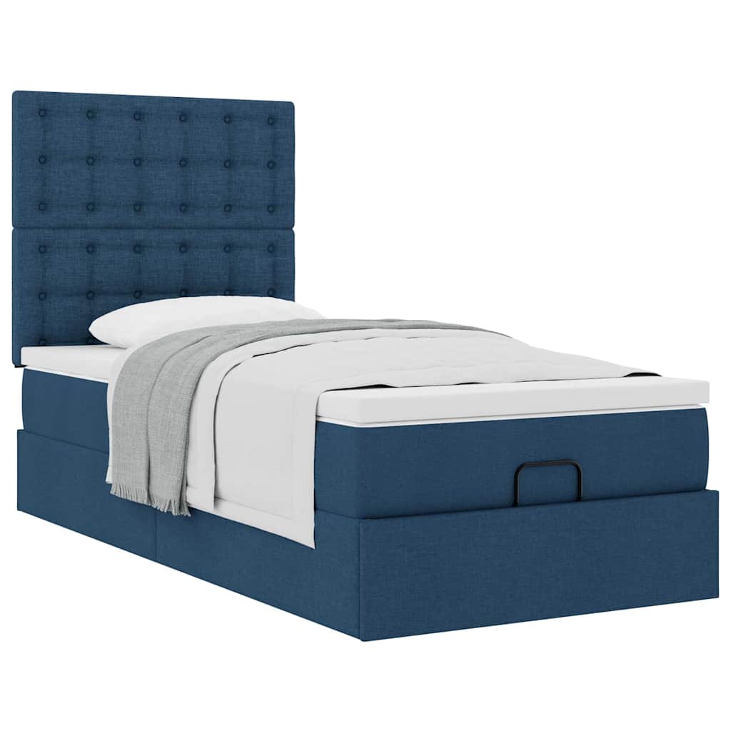 Struttura Letto Pouf con Materasso Blu 80x200 cm in Tessuto | homemem39