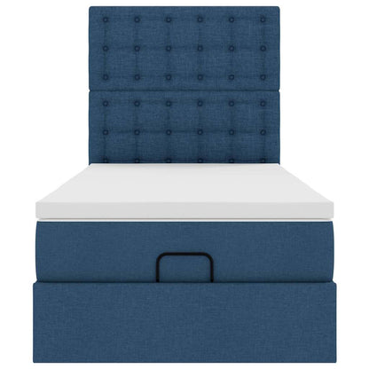 Struttura Letto Pouf con Materasso Blu 80x200 cm in Tessuto | homemem39