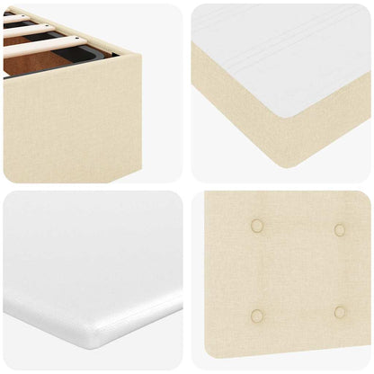 Struttura Letto Pouf con Materasso Crema 90x190 cm in Tessuto