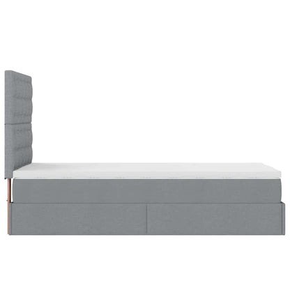 Pouf Letto con Materasso Grigio Chiaro 90x200 cm in Tessuto