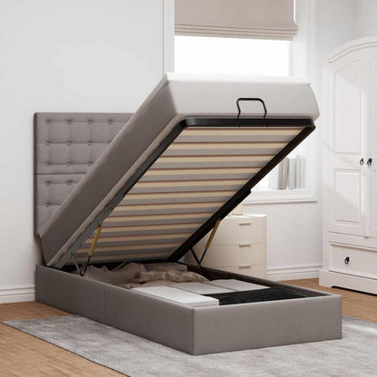 Pouf Letto con Materasso Tortora 90x200 cm in Tessuto