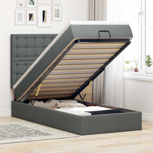 Struttura Letto Pouf con Materasso 100x200 cm in Tessuto