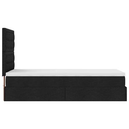 Pouf Letto con Materasso Nero 100x200 cm in Tessuto