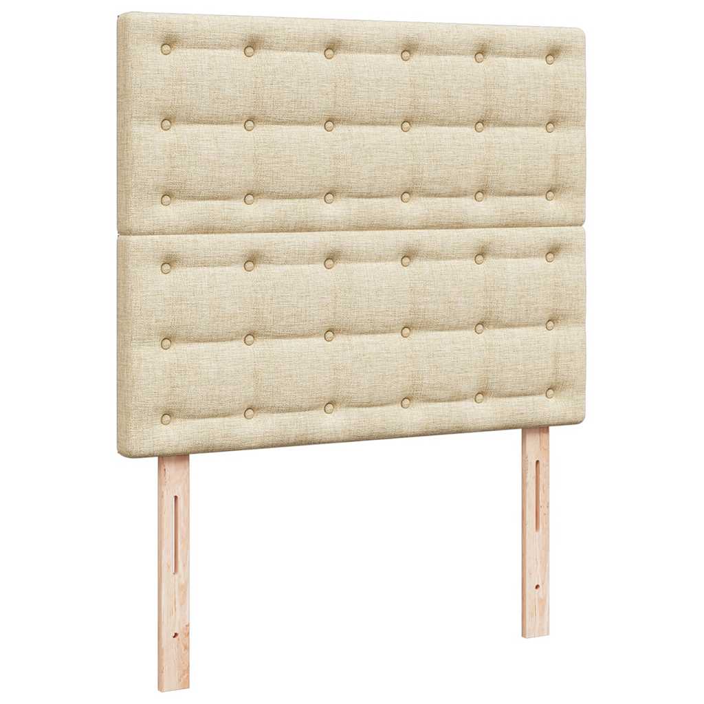 Struttura Letto Pouf con Materasso Crema 120x190 cm in Tessuto