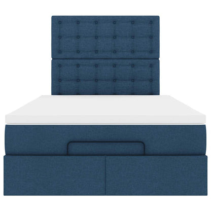 Struttura Letto Pouf con Materasso Blu 120x190 cm in Tessuto