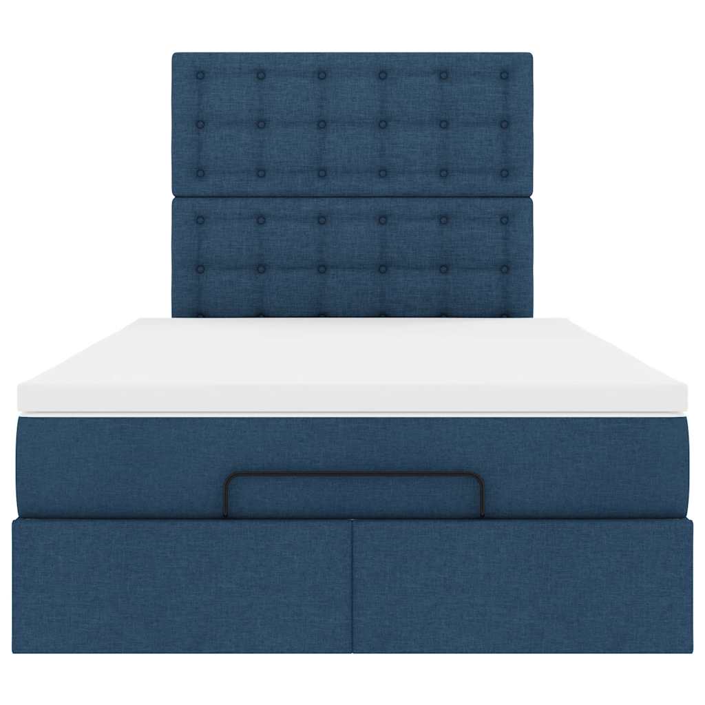 Struttura Letto Pouf con Materasso Blu 120x190 cm in Tessuto