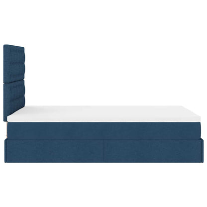 Struttura Letto Pouf con Materasso Blu 120x190 cm in Tessuto